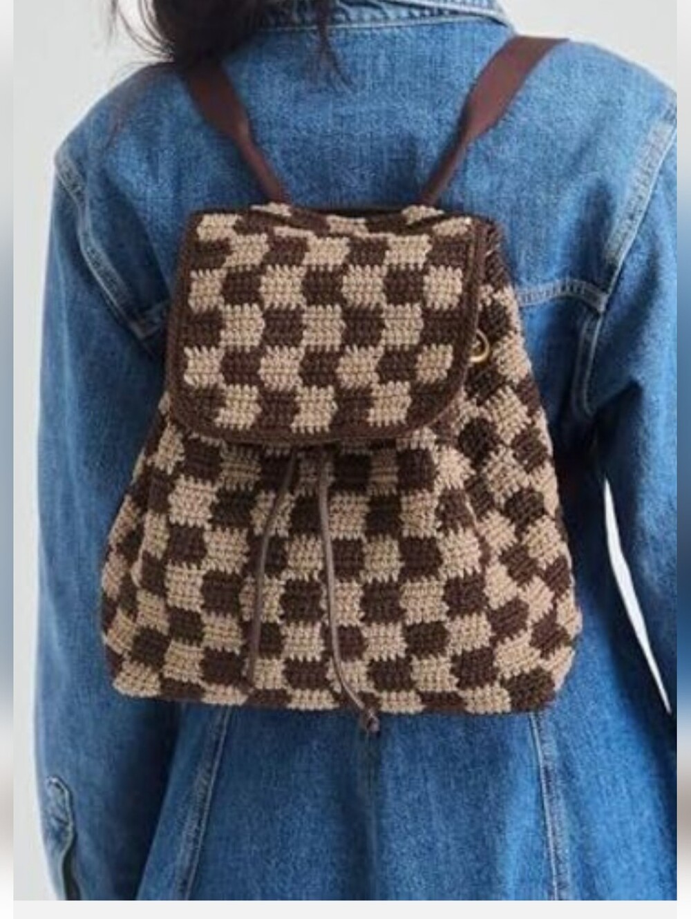 Sayulita Backpack The Sak Woven Checkered Brown & Cream Backpack